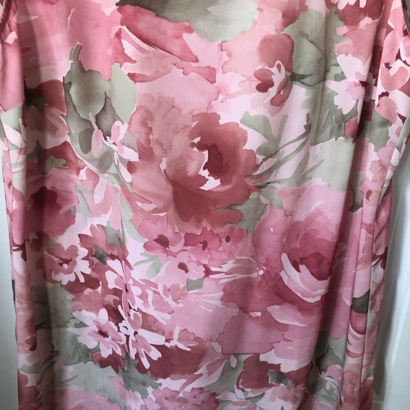 VTG Pride & Joy Floral Pink Sage Sleeveless Romantic Whimsical  Plus Midi Dress - Picture 10 of 11